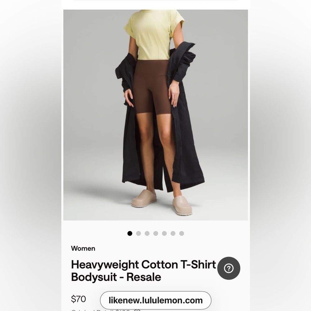 lululemon athletica Yellow body suit cut to be a t-shirt